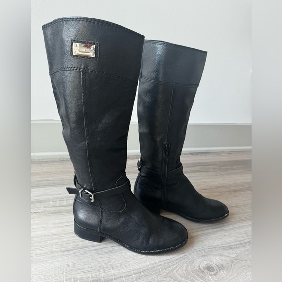 OBO Antonio Melani Black Leather Fall Riding Boots - Size 7 - Picture 1 of 3